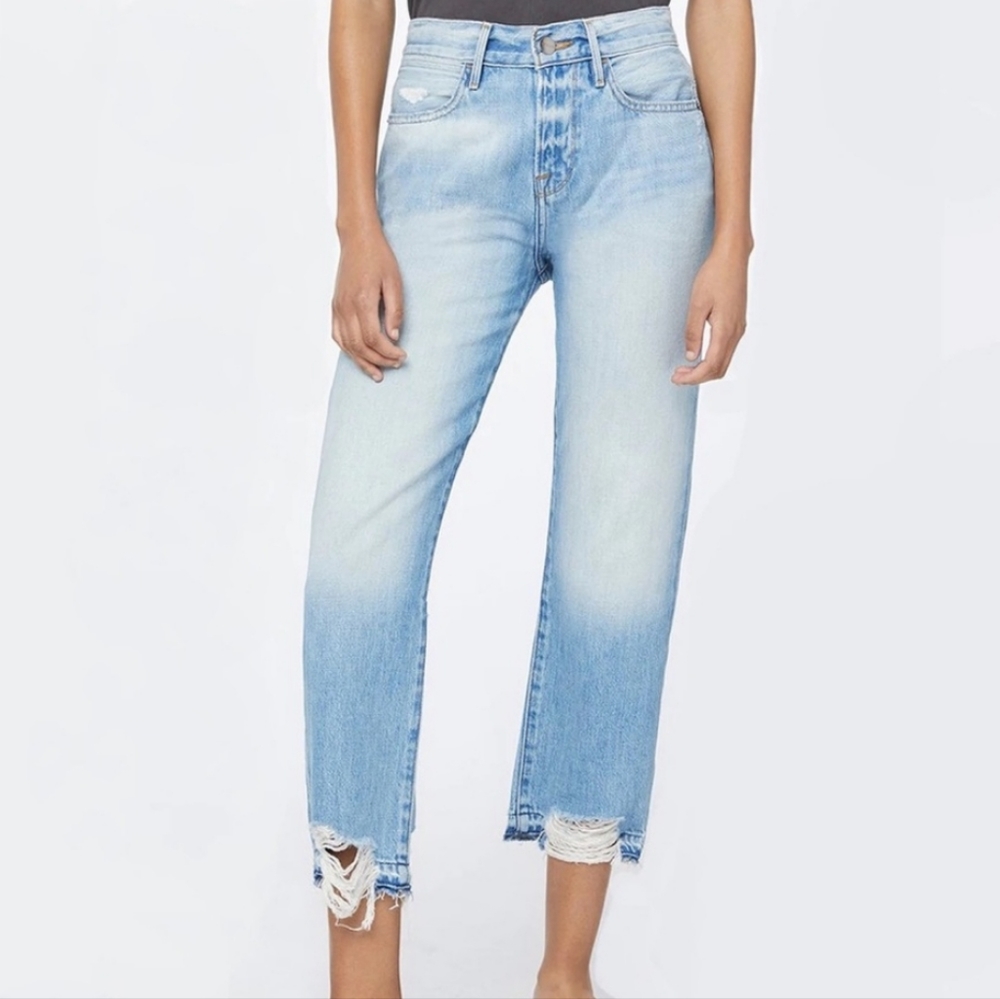 Frame Denim Light Blue Cropped Ankle Jeans